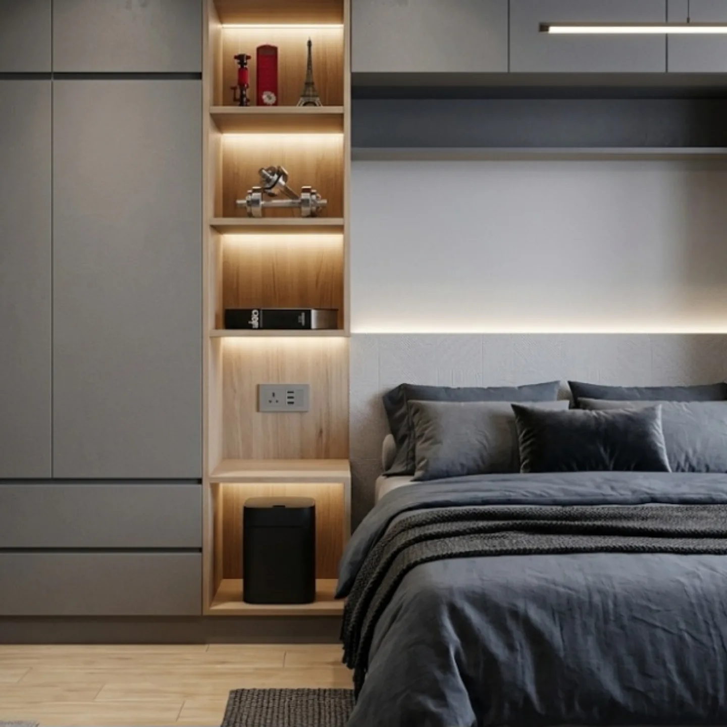 Fitted grey wardrobe